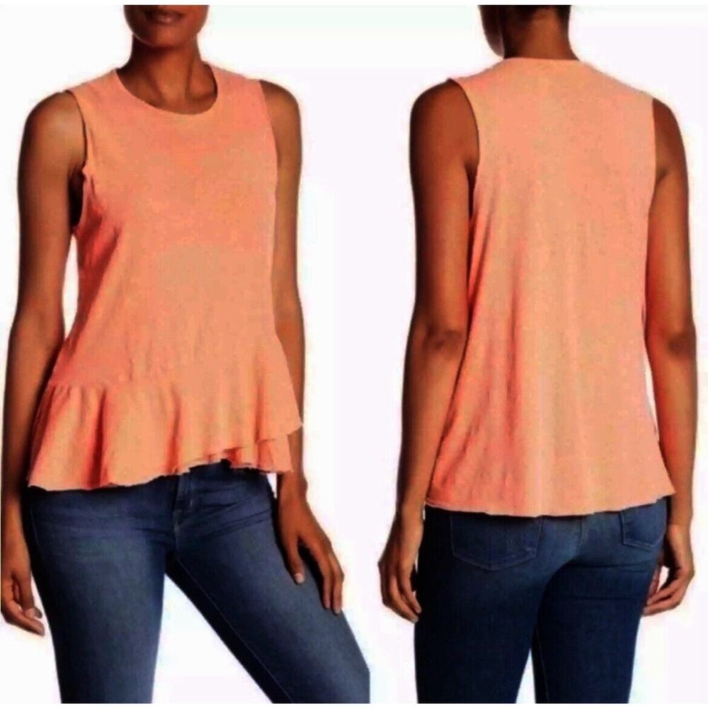 Sundry Sleeveless Scoop Neck Peplum Hem Tank Top Size 2 M Melon Super Comfy‎ $68